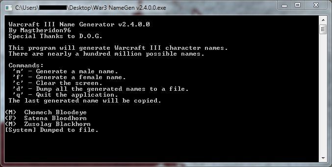 Warcraft III Name Generator v2.4.0.0 | HIVE