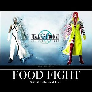 (on the left) Cloud Strifa as KFC xDD (on the right) Sephiroth as McDonald's xDD (from Final Fantasy 7)